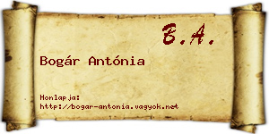 Bogár Antónia névjegykártya